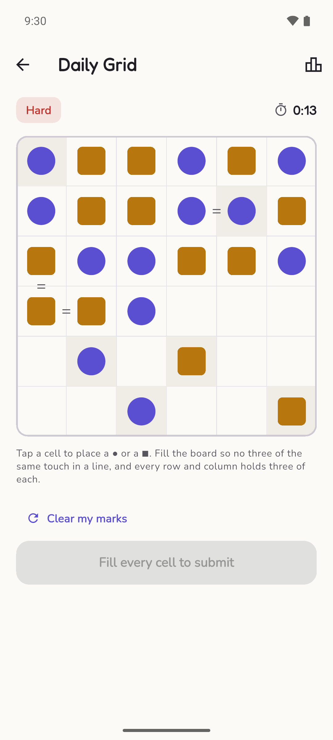 The Daily Grid, part-solved, with the clock running